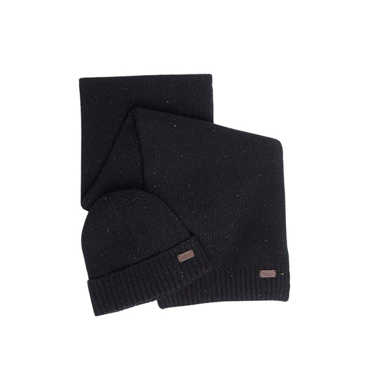 Set Regalo Barbour Cappello+Sciarpa Carlton Fleck Nero