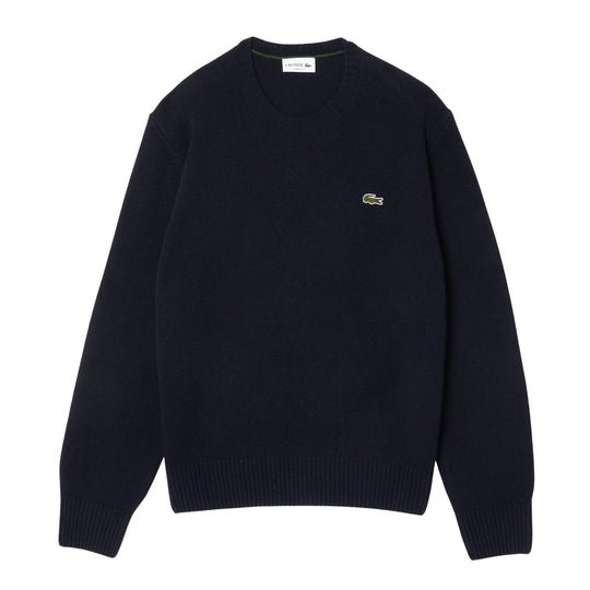 Maglione Uomo Lacoste Girocollo Lana Cardata Blu