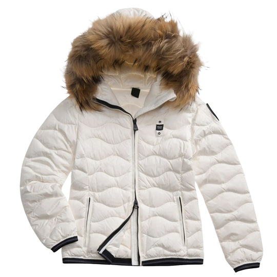 Piumino Donna Blauer Bordo Pelliccia Aldie Bianco