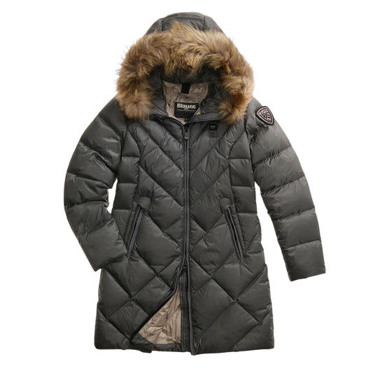 Piumino Lungo Donna Blauer Althea Grigio Scuro