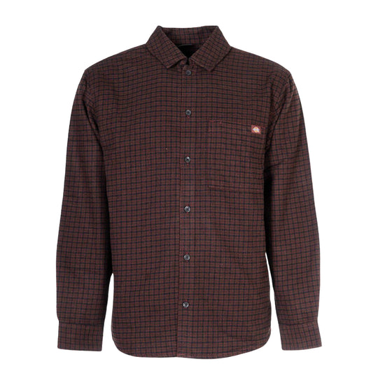 Camicia Uomo Dickies Hendersonville L/S Shirt Bordeaux/Nero