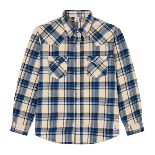 Camicia Uomo Edwin Western Shirt Check Blu/Panna