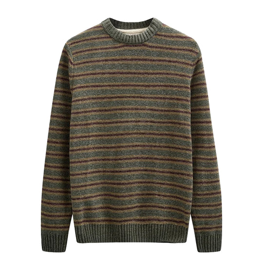 ANERKJENDT Maglione Uomo AKSUNE a righe - Verde/Bordeuax