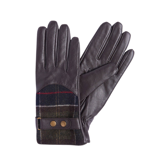 BARBOUR Guanti Donna in tartan Dee - Marrone