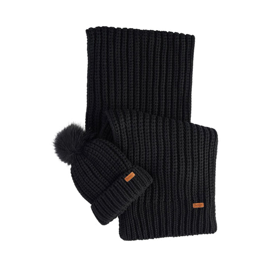 Set Donna Barbour Cappello+Sciarpa Nero