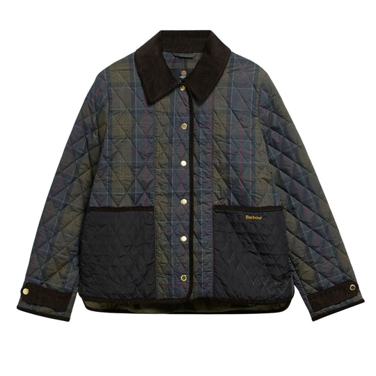 BARBOUR Giubbino Donna Trapuntato AINSDALE con motivo a quadri - Verde/Blu