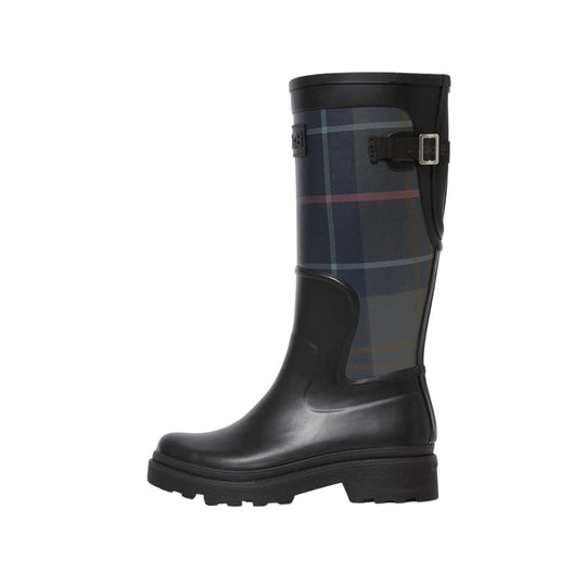 BARBOUR Stivali in gomma e tartan DENA - Nero/Grigio