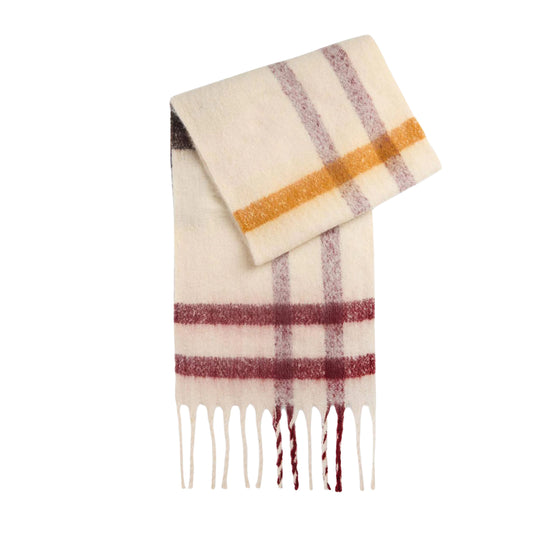 BARBOUR Sciarpa ISLA Tartan Boucle - Panna/Bordeaux