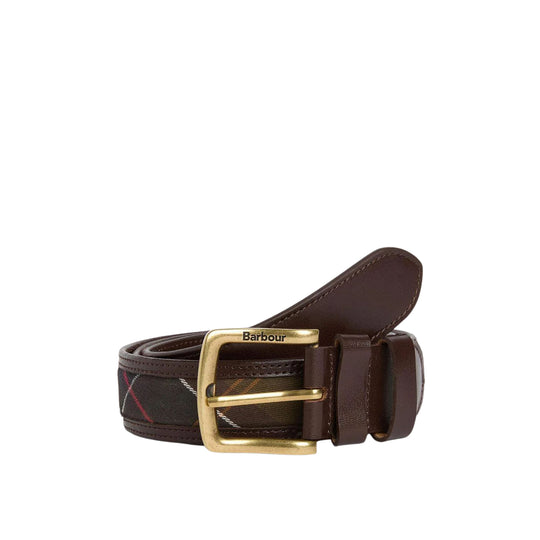 BARBOUR Cintura in pelle tartan GIRVAN - Marrone