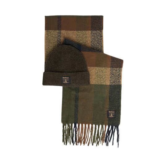 BARBOUR Set regalo con Berretto e Sciarpa WESTERDALE - Verde/Blu
