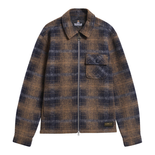 BARBOUR INTERNATIONAL Over Camicia OSWALD in misto lana - Nocciola/Blu