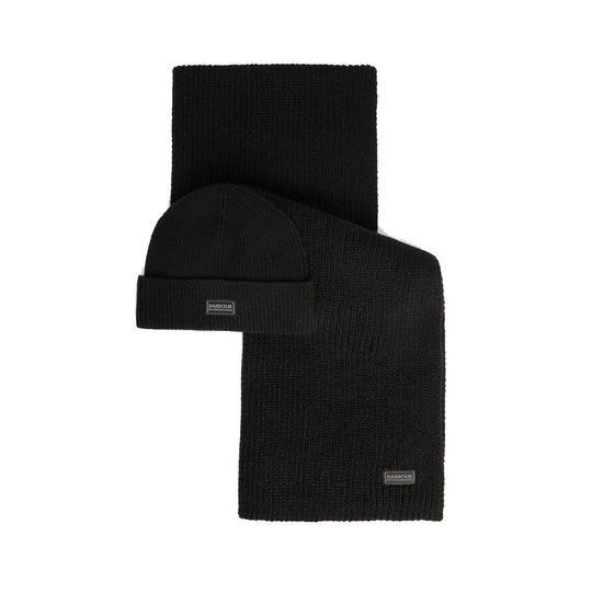 BARBOUR INTERNATIONAL Set regalo berretto + sciarpa SWEEPER LEGACY - Nero