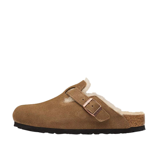 BIRKENSTOCK Sabot BOSTON SHEARLING in Pelle Scamosciata - Tabacco