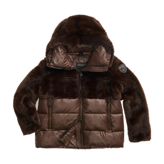 BLAUER Piumino Donna Nylon con Pelliccia Eco FANEVIL - Marrone