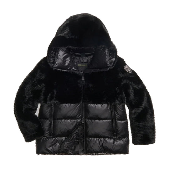 BLAUER Piumino Donna Nylon con Pelliccia Eco FANEVIL - Nero