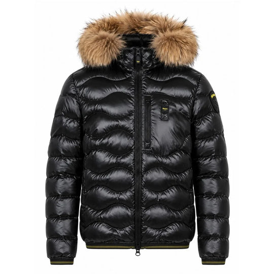 BLAUER Piumino Uomo WAVE BOMBER HD FUR - Nero