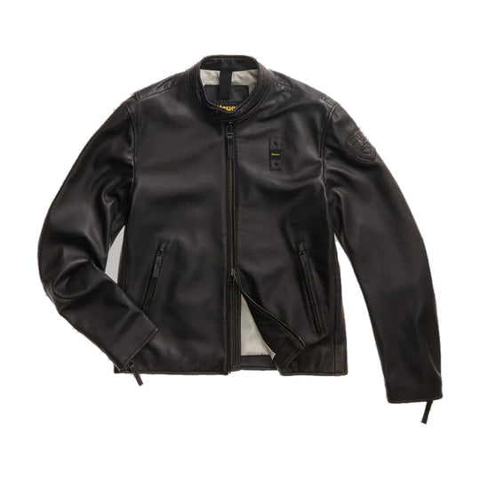 BLAUER Giubbino in Pelle Uomo Bimateriale Foderato RIPLEY - Nero