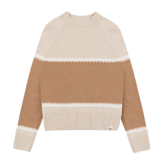 COLMAR Pullover in Lana con motivo jacquard - Panna/Cammello
