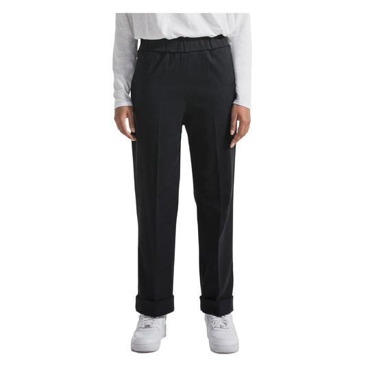 DEHA Pantalone dritto in felpa con risvolto - Nero