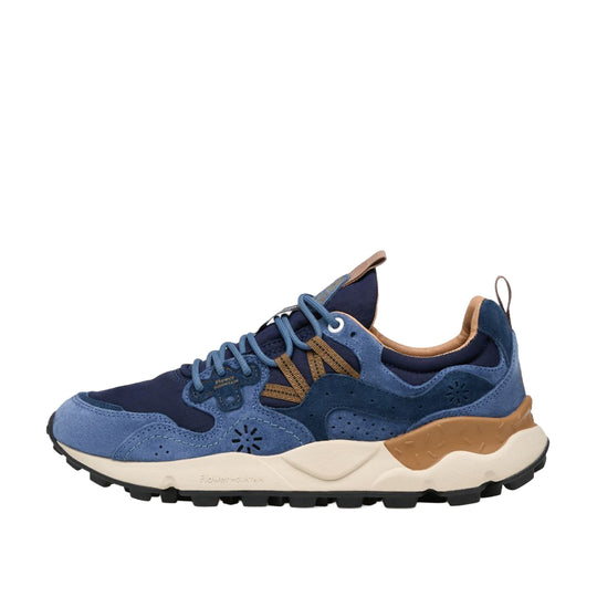 FLOWER MOUNTAIN Sneakers Uomo YAMANO 3 in suede e tessuto tecnico - Blu/Beige