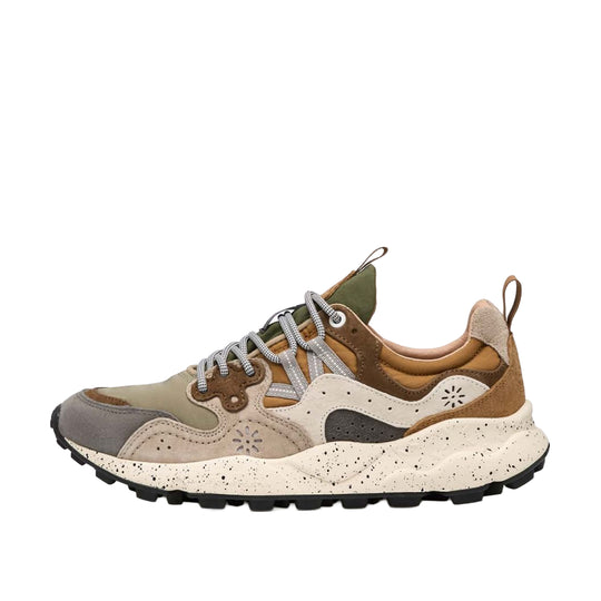 FLOWER MOUNTAIN Sneakers Uomo YAMANO 3 in suede e tessuto tecnico - Verde Militare/ Grigio