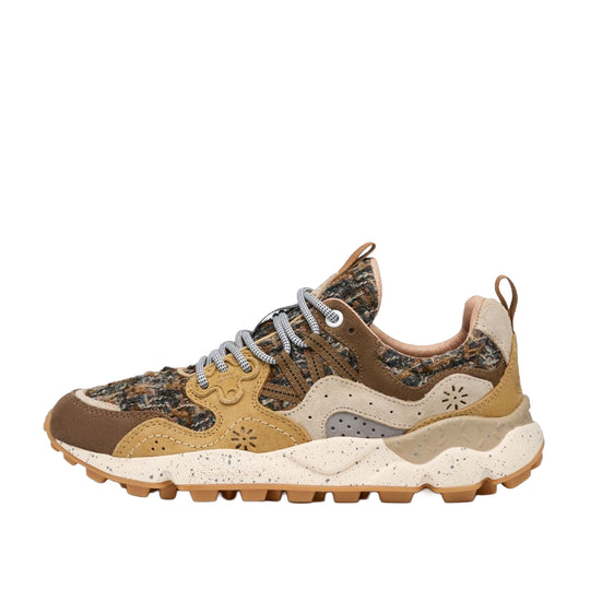FLOWER MOUNTAIN Sneakers Unisex YAMANO 3 in Suede e Tessuto - Beige/Marrone