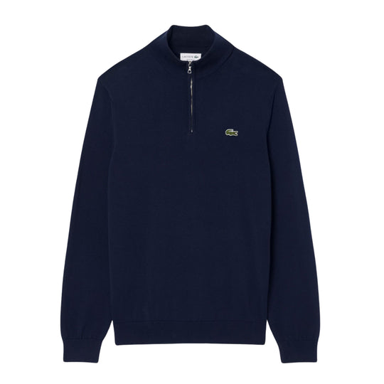 Maglione in cotone a collo alto con zip Blu Navy