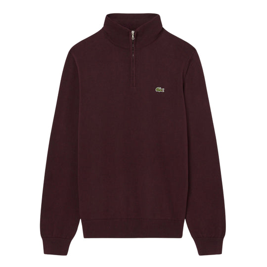 Maglione in cotone a collo alto con zip Bordeaux