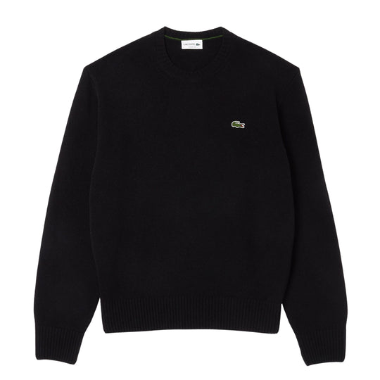 Maglione Uomo Lacoste Girocollo Lana Cardata Nero