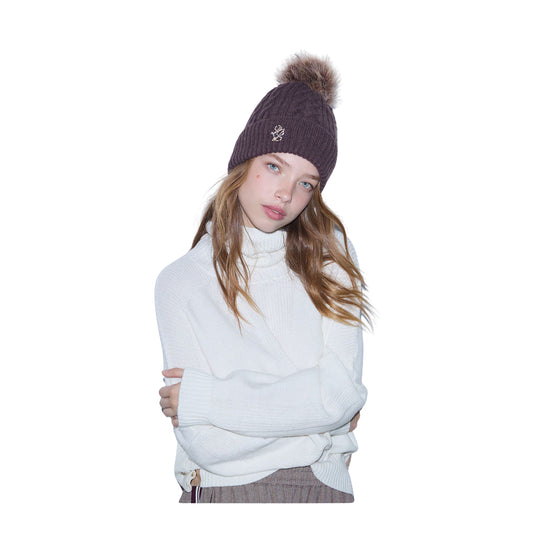 LIU-JO SOFT Cappello Donna in Maglia con Pompon - Testa di moro