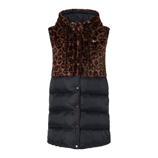 LU-JO SOFT Gilet Donna Animalier con cappuccio - Animalier/Nero