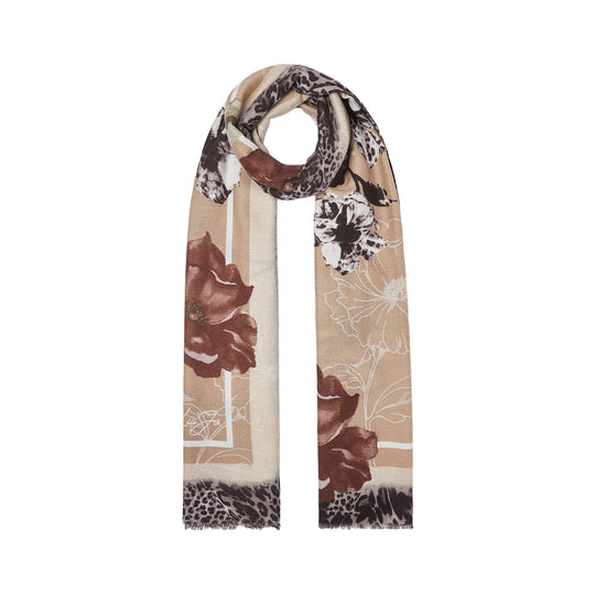 LIU-JO SOFT Stola Donna con Fiori e Animalier - Beige