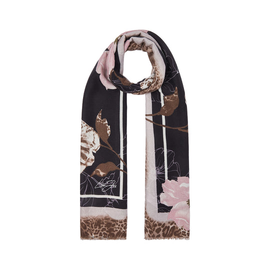 LIU-JO SOFT Stola Donna con Fiori e Animalier - Cammello