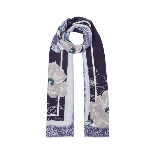LIU-JO SOFT Stola Donna con Fiori e Animalier - Blu