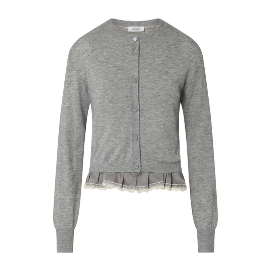 LIU- JO WHITE Cardigan in Lana e Lingerie - Grigio