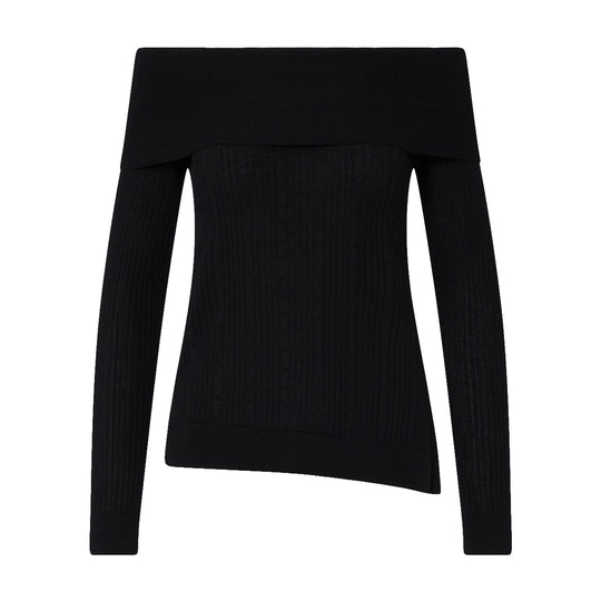 LIU-JO WHITE Maglia in lana con scollo bardot - Nero