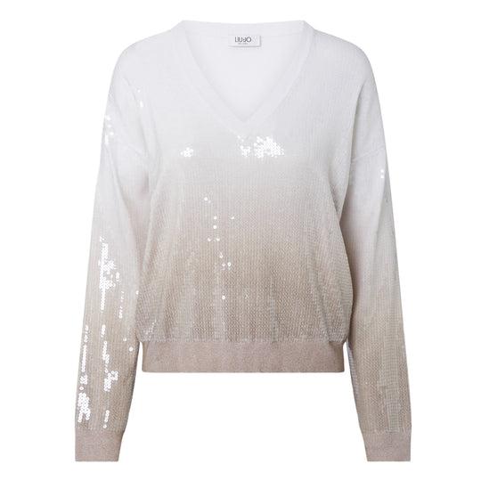 LIU-JO WHITE Maglia dégradé con paillettes - Beige