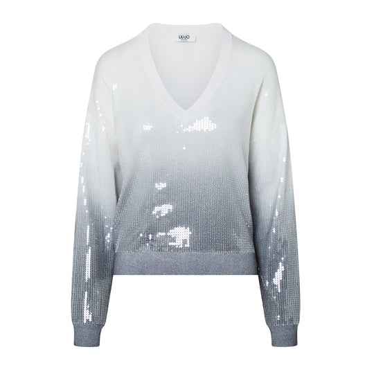 LIU-JO WHITE Maglia dégradé con paillettes - Grigio