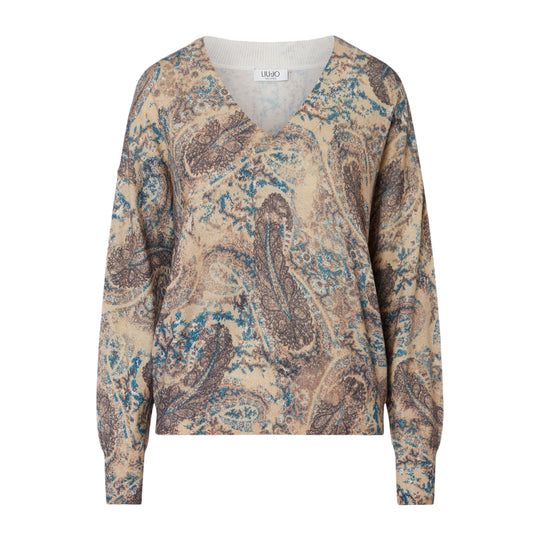 LIU-JO WHITE Maglia con scollo a V - Multicolore