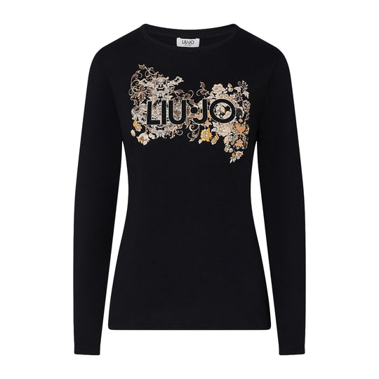 LIU-JO WHITE T-shirt skinny fit con logo - Nero