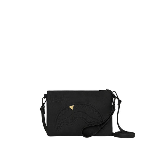 SPRAYGROUND Pochette BLACKED OUT EMBOSSED GOLD TOOTH CROSSOVER - Nero