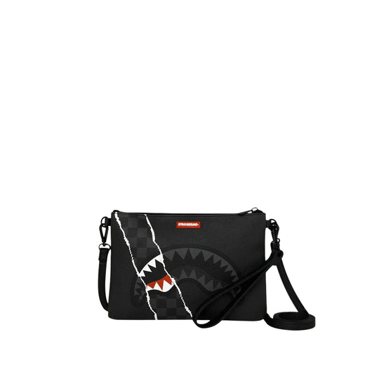 SPRAYGROUND Pochette CENTER RIP REVEALING GRAY CHECK CROSSOVER - Nero