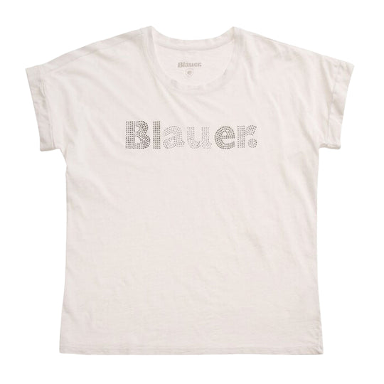 T-shirt Donna Blauer Glitter Irena Bianco Panna