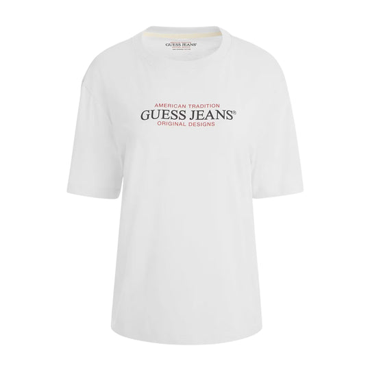 T-shirt Donna Guess American Tradition Bianco