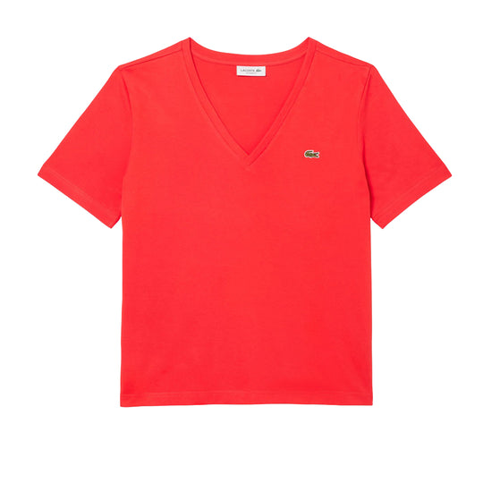 T-shirt Donna Lacoste Scollo V Corallo