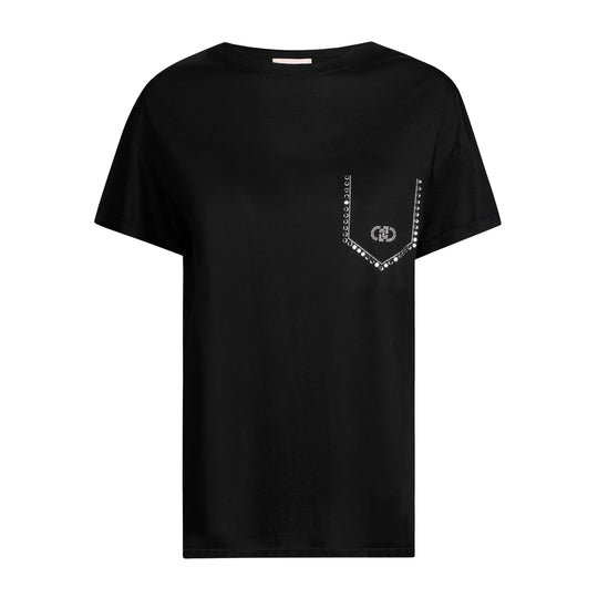 T-shirt Donna Liu-Jo Taschino Strass Nero