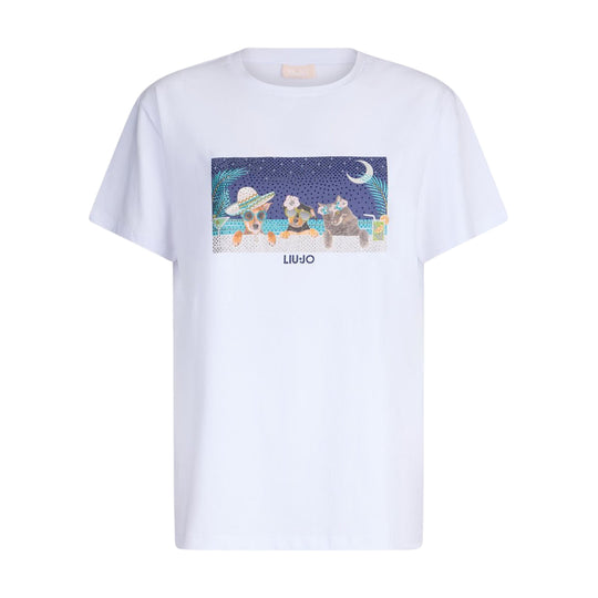 T-shirt Donna Liu-Jo Stampa Animali Bianco