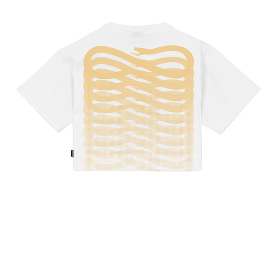 Dames T-shirt Cropped Ribs Propaganda Wit / Geel