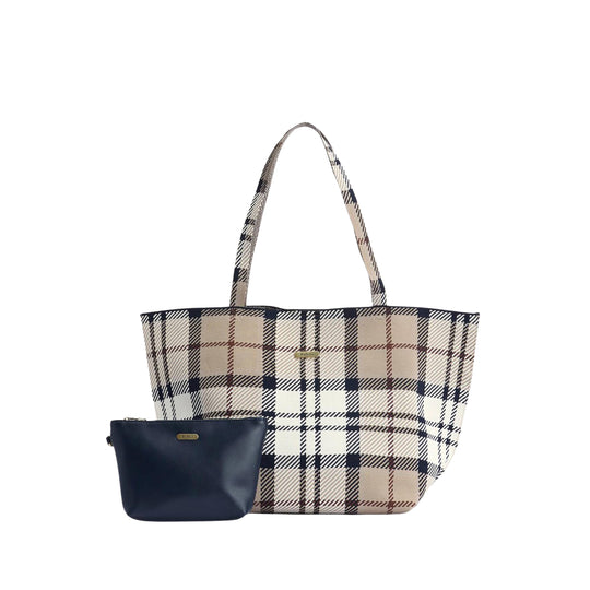 Borsa Donna Barbour Layla Large Panna/Blu/Beige