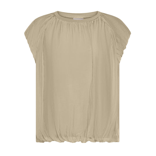 T-Shirt Donna Deha In Cotone Leggero Con Starti Di Seta Beige